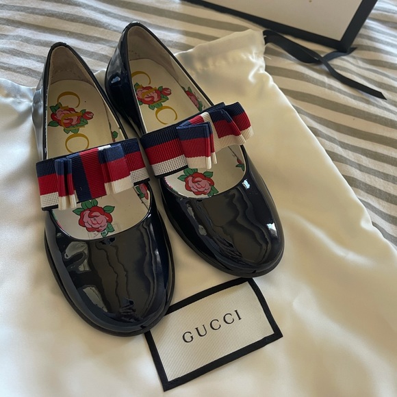 Gucci girls toddler girl flats bow shoes size 11